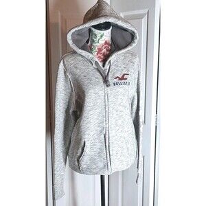 Hollister Men S Gray Full Zip Hoodie Hooded Pockets Spellout Hipster Streetwear